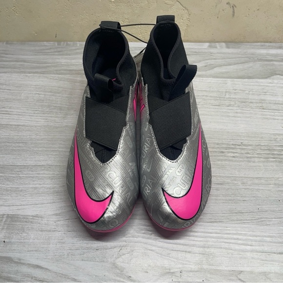 Nike Zoom Mercurial Superfly 9 Silver Pink Girl’s Soccer Cleats Size 5.5Y New - Picture 2 of 10